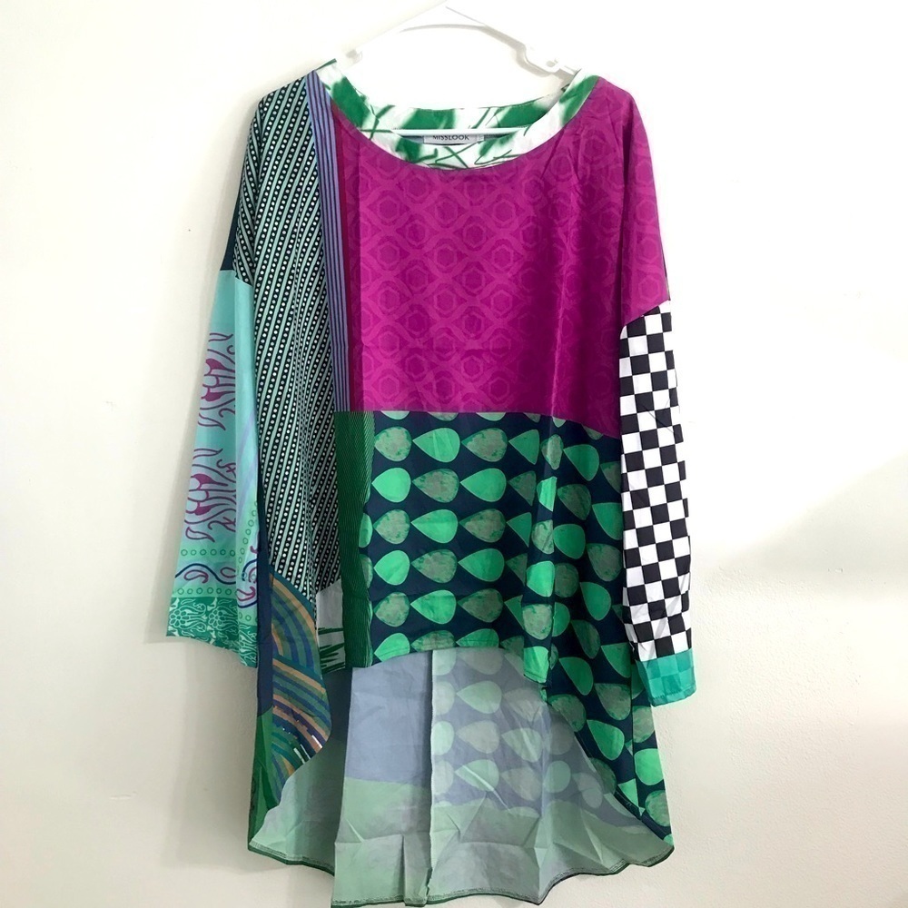 Misslook High low 3XL NWOT multicolored top